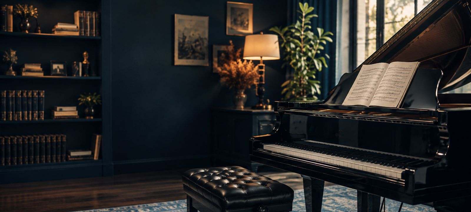 Elegant piano studio interior representing Concert Piano Studio
