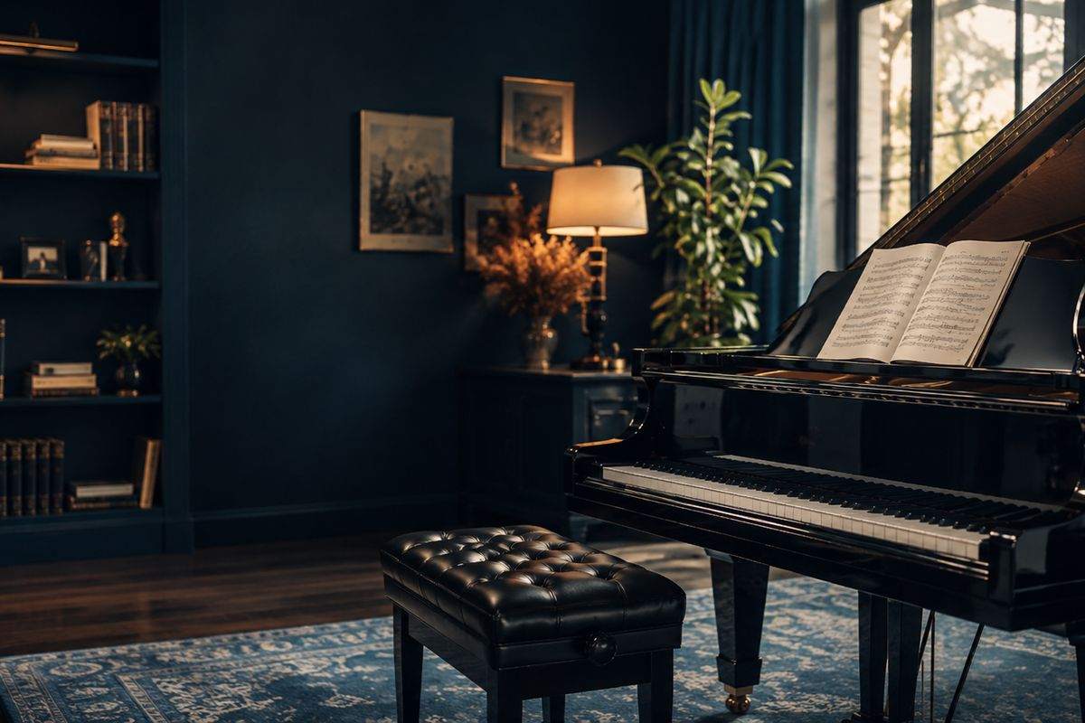 Elegant grand piano studio interior at Concert Piano Studio
